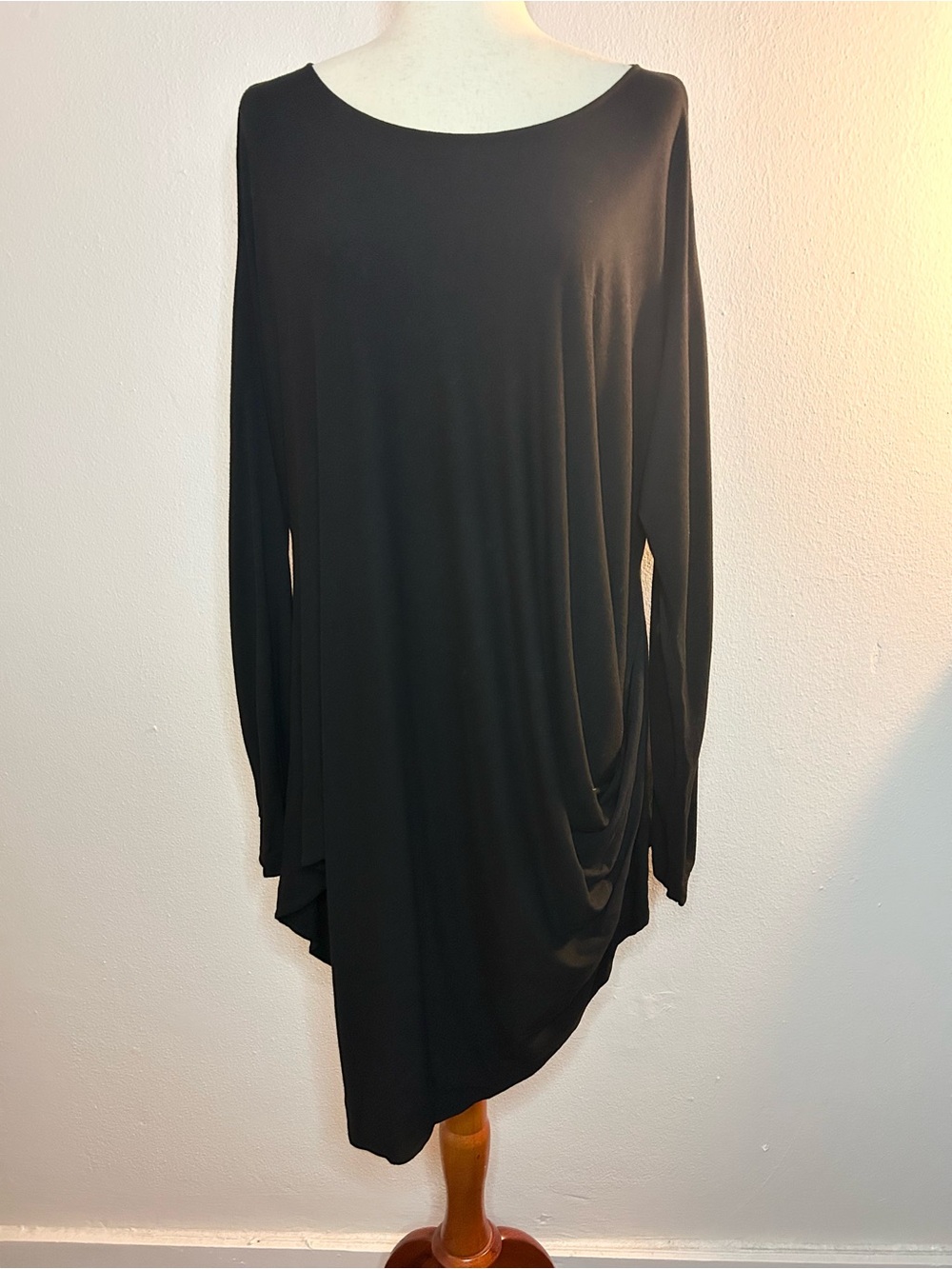 KEDEM SASSON Black Long Sleeve Tunic Long Blouse Dress